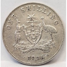 AUSTRALIA 1936 . ONE 1 SHILLING . 8 PEARLS . FULL CENTRE DIAMOND